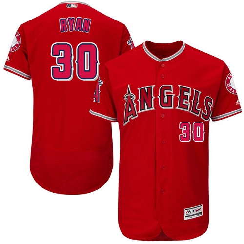 Angels of Anaheim #30 Nolan Ryan Red Flexbase Authentic Collection Stitched MLB Jersey - Click Image to Close